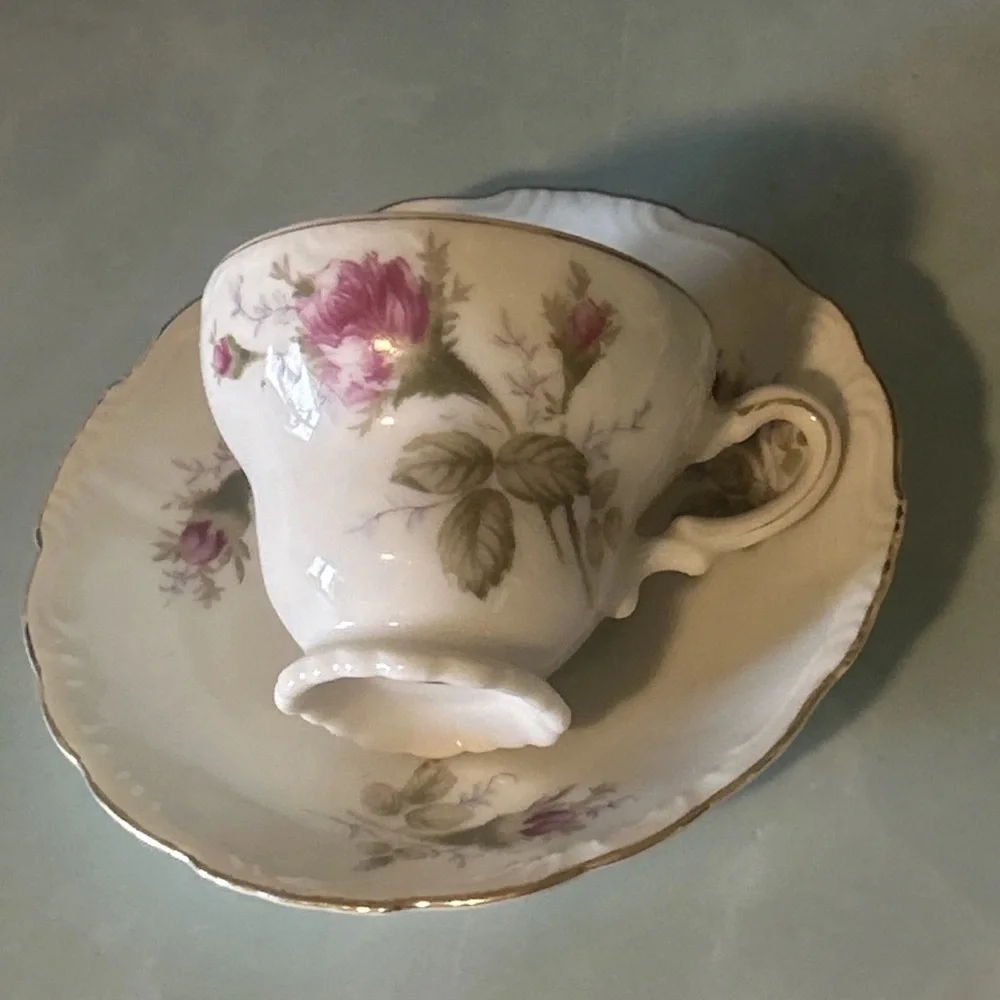 Vintage Royal sealy Porcelain Tea Cup & Saucer Set with Pink Rose Floral Pattern